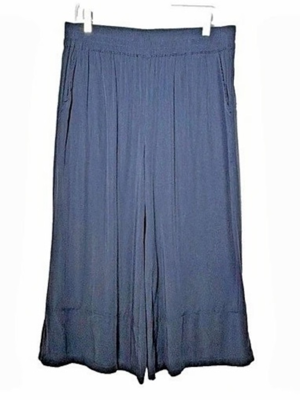 silence + noise Women’s Navy Blue Pleated Wide-Leg Cropped Pants Elastic Waist M